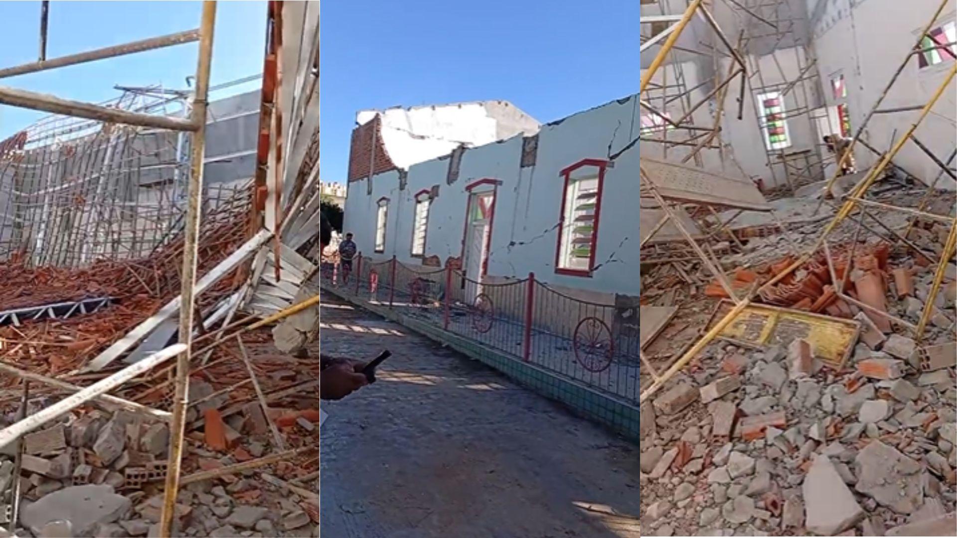 Teto de igreja desaba em Jequié durante obra